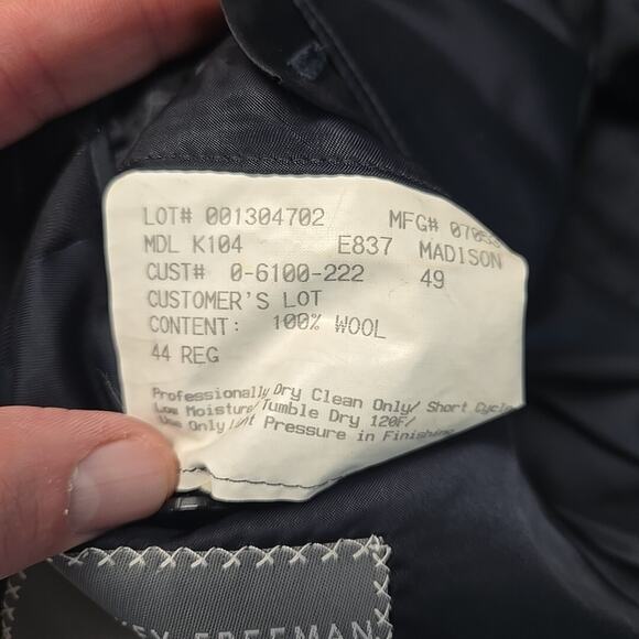 Hickey Freeman Blazer Mens Size 44R Loro Piana Tasmanian 130s Black Pinstripe - Picture 12 of 12